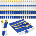 Lasnten 50 Pcs Pre-rolled Gold Cutlery Set with Napkins Navy Blue, White by Lasnten