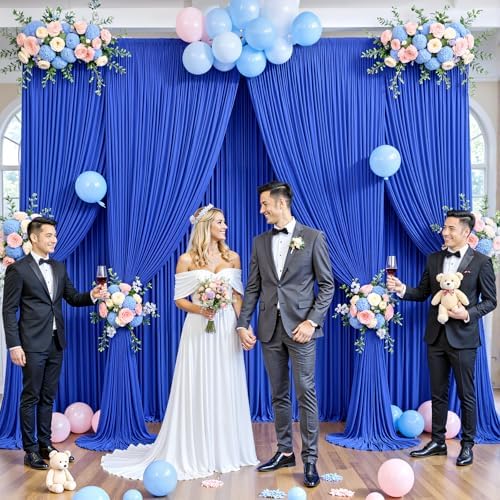 50ft x 12ft Royal Blue Backdrop Curtains Wrinkle Free Backdrop Curtain for Wedding Parties Blue Fabric Backdrops Drapes Back Drop Cloth Bridal Shower Stage Curtains Wedding Decorations for Reception - Image 4
