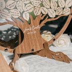 Tree Wedding Guest Book Alternative, Unique Drop Box Frame with Wooden Leaves, Rustic Wedding Decoration, Personalized Guestbook Set with Markers Stand for Reception Anniversary (Round, Mix Green Tr) - Image 6