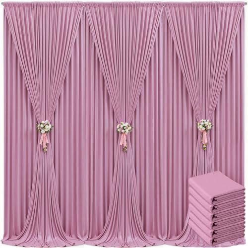 30ft x 10ft Dusty Pink Backdrop Curtain for Parties Rose Wrinkle Free Backdrop Drapes Panels for Baby Shower Birthday Party Wedding Photo Photography Polyester Fabric Background Decoration by Suppromo