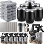 6 Sets Baby Shower Prizes for Men with 12 oz Coffee Cups Notebooks Towels Pens Thank You Cards Raffia Gift Bags Baby Shower Prizes for Game Winners by Bumaeu