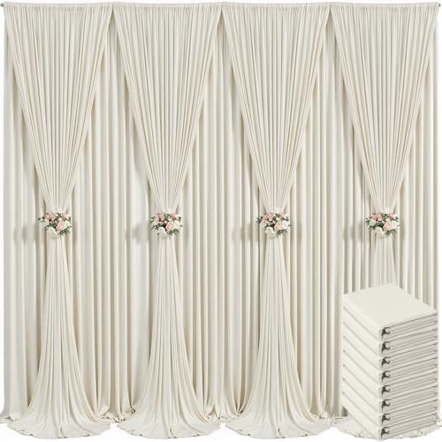 8 Panels Beige Backdrop Curtain for Baby Shower Wrinkle Free 40ft x 10ft Backdrop Drapes Panels for Parties Wedding Bridal Shower Birthday Photo Photography Fabric Background Decoration by Suppromo