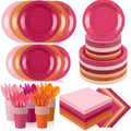 Mimorou 350 Pcs Pink and Orange Plates Cups Napkins Utensils by Mimorou