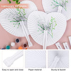 Aodaer 72 Pack Heart Shaped Folding Fans White Paper Fans Handheld Fans with Plastic Handles for Party, Wedding, Anniversary Decoration - Image 3