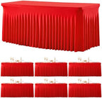 gogoparti 6 Pack Spandex Red Fitted Table Cloth for 8ft Rectangle Tables Red Stretch Tablecloth Table Covers Skirt Banquet Wrinkle Free Tablecloths for Parties Wedding by Gogoparti