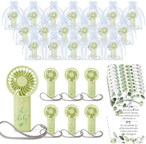 Lewtemi 25 Sets Green Baby Shower Party Favors Mini Fans for Guests, Clean by Lewtemi