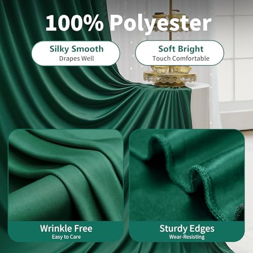 50×14 ft Wrinkle Free Hunter Green Backdrop Curtain for Wedding Parties - Image 3
