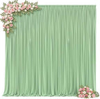 50x8ft Sage Green Backdrop Curtain for Parties Wrinkle Free Fabric Backdrop Curtain Birthday Party Photo Backdrop Drapes for Wedding Baby Shower Bridal Shower Photography Back Drop 10 Panels 5x8FT - Image 2