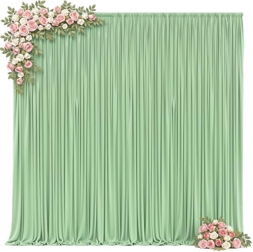 20x8ft Sage Green Backdrop Curtain for Parties Wrinkle Free Fabric Backdrop Curtain Birthday Party Photo Backdrop Drapes for Wedding Baby Shower Bridal Shower Photography Back Drop 4 Panels 5x8FT - Image 2
