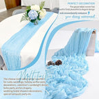 30 Pack Cheesecloth Table Runner 10FT Baby Blue Table Runner Light Blue Boho Gauze Cheese Cloth Table Runners Long Rustic Sheer Table Decorations for Wedding Party Baby Bridal Shower Birthday Holiday - Image 6