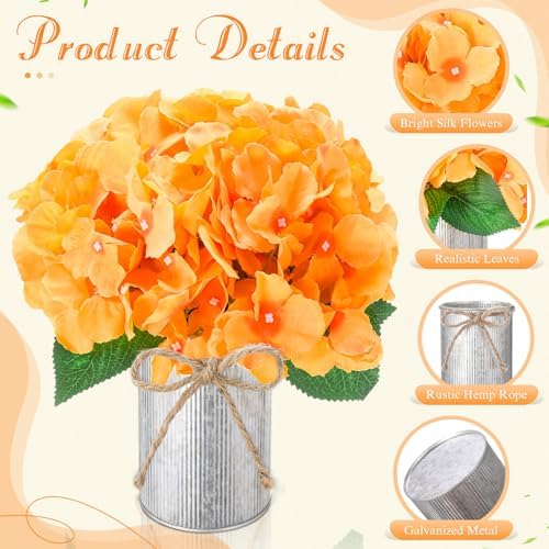 Mimorou 6 Set Floral Table Centerpiece Fake Hydrangea Decor, Orange - Image 4