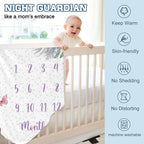 Custom Name Baby Milestone Blanket - Baby Milestone Monthly Blanket with Double Sided for Boy Girl Baby Photography Props - Purple Butterfly Print Gifts for Kids Infant (FixedSize) - Image 6