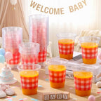 100 Pcs Red Gingham Plastic Cups for Party Decorations, 12 oz - Image 6