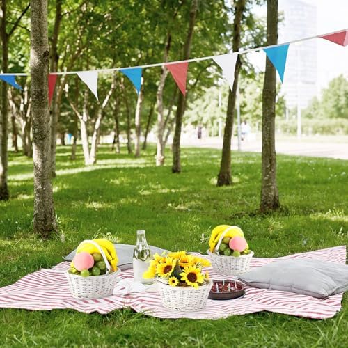 Barydat 6 Pcs Small Wicker Basket with Handle, White, 9" X 7" X 4" - Image 6