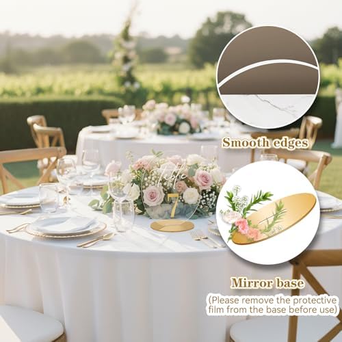 Wedding Table Number 1-20 with Stand,Gold Arched Acrylic Sign with Holder for Wedding Reception,Centerpiece,Anniversary - Image 3