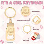 Vesici 50 Set It's a Girl Baby Shower Favors Acrylic Shot Glasses Gold Bottle Opener Keychains Thank You Tags and Bags for Baby Shower Party Gender Reveal Party Guests Return Gift (it's a Girl) - Image 3