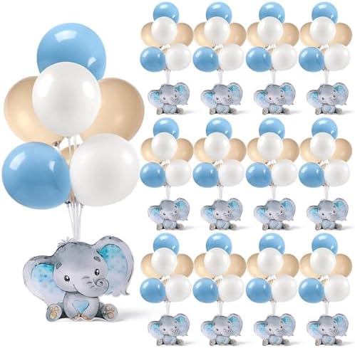 12 Sets Elephant Baby Shower Balloon Stand Kit for Table It's a Boy Baby Shower with Balloon Decoration for Elephant Theme Gender Reveal Birthday Party Table Decorations Supplies by Unknown