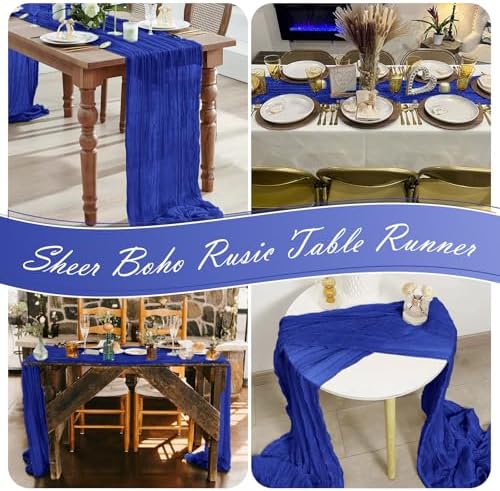 30 Pack Royal Blue Cheesecloth Table Runner 17 x 108 inch Cheese Cloth Table Runners 9ft Terracotta Table Runner Rustic Romantic Sheer Gauze Runner for Wedding Party Baby Shower Table Decoration - Image 7