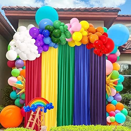 Rainbow Backdrop Curtains 10×7ft Bright Colorful Backdrop Covers for Unicorn Party Baby Shower Photo Booth Birthday Stage Home Events Decor 5 Panels - Image 6