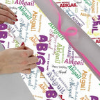 AOFUN Wrapping Paper for Him, Baby Girl, Baby Shower, 1st Birthday - Custom Name Text - 5 Rolls 58" x 23" - Image 4