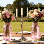 12 Pack Mason Jar Vases for Centerpieces, Pink Glass Flower Vase - Image 5