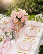 YOUBET 175PCS Pink Scalloped Plastic Plates for Party Wedding Baby Shower - Image 4