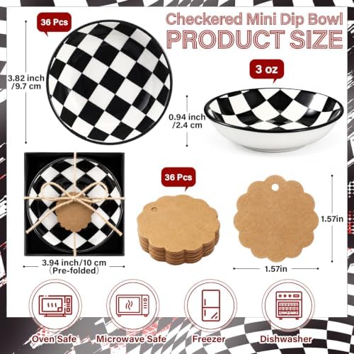 FoldTier 36 Sets Race Car Baby Shower Party Favors Checkered Ceramic Dishes - Image 2