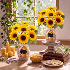 2 Set Honeybee Beehive Vase Decor Include Sunflower, Yellow - Image 2