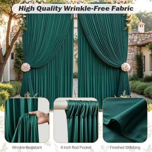 16ftx10ft Wrinkle Free Hunter Green Backdrop Curtain - 10 Feet Photography Backdrop Drapes, Silky Polyester Back Drop Cloth for Wedding Baby Shower Balloon Arch Background - Image 6
