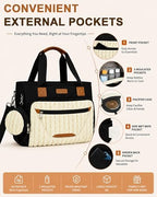 FHELAD Diaper Bag Tote for Women, Baby Diaper Bag Set (Black-White) - Image 2