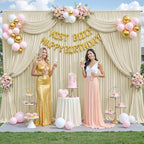 50ft x 12ft Beige Backdrop Curtains Wrinkle Free Backdrop Curtain for Wedding Parties Beige Fabric Backdrops Drapes Back Drop Cloth Bridal Shower Stage Curtains Wedding Decorations for Reception - Image 2