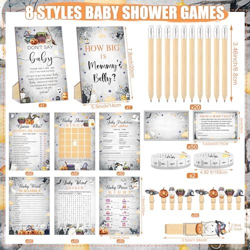 Funnymoom 426 Pcs Halloween Baby Shower Games Set, 8 Party Activities - Image 3