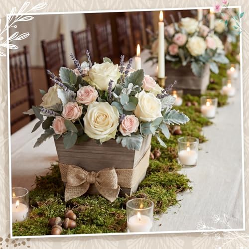 Dandat 6 Set 6 Inch Wooden Flower Box Rustic Table Centerpieces,Brown - Image 5