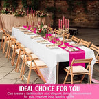 Tudomro 16 Pack White and Hot Pink Plastic Tablecloths Satin Runner Set - Image 6
