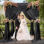 10x10ft Black Backdrop Curtains for Wedding Parties Wrinkle Free Black Curtains Photo Backdrop Drapes for Photography Birthday Baby Shower Soft Fabric Party Backgournd for Photoshoot 5x10ft, 2 Panels - Image 4