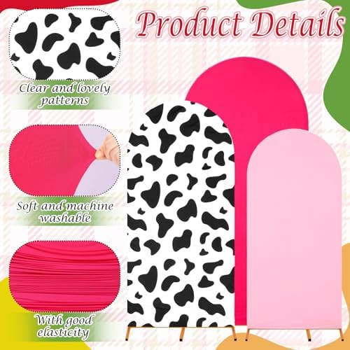Foilswirl 34 Pieces Disco Cowgirl Party Decorations Cowgirl Arch Covers 4ft 5ft 6ft Pink Spandex Backdrop Covers Hot Pink Silver Balloon Disco Foil Balloons for Birthday Bachelorette Wedding Party - Image 3