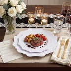 COLOSUS 60 PCS White Plastic Plates, Beaded Disposable Plates for Party. - Image 2