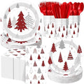 Pickmesh 400 Pcs Christmas Party Supplies Red Silver Paper Plates Serve 50 by Pickmesh