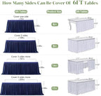 Partisky Navy Blue Polyester Table Skirt for Rectangle Tables 14ft, Wrinkle Resistant Pleated Ruffle Table Cloth for Banquet Wedding Display Dining Table - Image 7