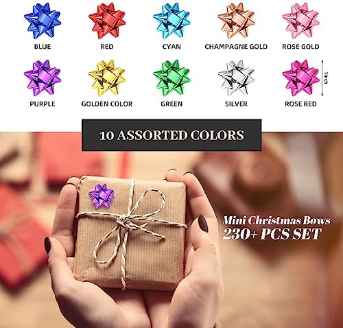 230 Pcs Shiny Decorate Bows for Gift Wrapping, 1 in Mini Gift Wrap Bows for Valentines Decor, Hanukkah, Birthdays, Weddings, Bridal Showers, Baby Showers Occasion (Metallic Color) - Image 4
