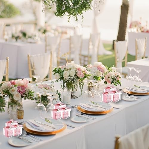 ACITHGL 30 Sets Fully Assembled Small Bubble Candle Party Favors for Guests Bulk Bridal Showers Favors Candles with Stylish Ribbons Thank You Cards Gifts (Pink) - Image 7