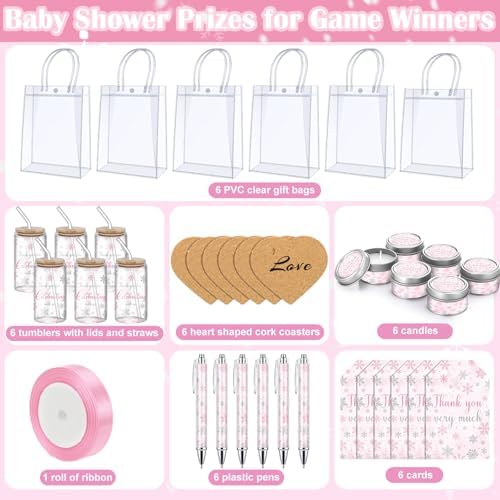 MotiMind 6 Sets Pink Winter Baby Shower Prizes for Winners Guest Game - Image 2