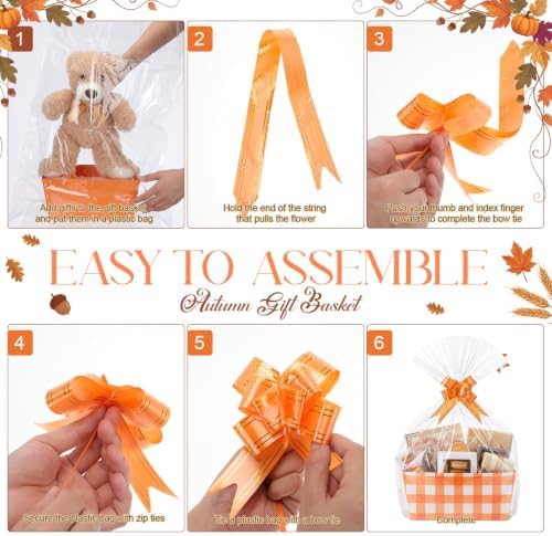 Funnymoom 24 Pack Orange Plaid Fall Thanksgiving Basket For Gift Empty Bulk - Image 4