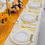 400PCS Gold Plastic Silverware, Gold Disposable Utensils, Heavy Duty Cutlery Set Includes 200 Forks,100 Knives,100 Spoons, Flatware for Party Wedding - Image 7