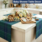 6 Pcs 72 X 13 Tartan Plaid Table Runner, Green Blue Tartan Baby Shower - Image 7