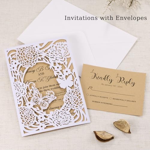 50pcs Rustic Wedding Invitations Accessories Blank Kraft Invitation Cards - Image 6
