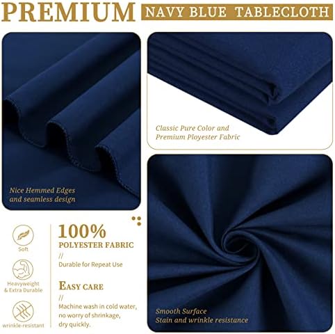 Showgeous 120 Inch Navy Blue Round Tablecloths, Polyester Table Covers - Image 4