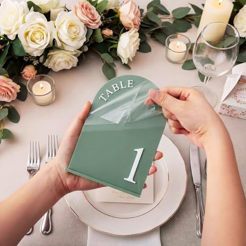 Aceorbit Sage Green Wedding Table Numbers 1-20 with Stands 5" x 7" - Image 3