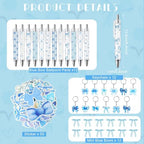 12 Sets Blue Bow Party Favors Includes 24 Oz Tumblers with Lids and Straws Pens Keychains Clear Gift Bags Coquette Aesthetic Gifts Set for Guests Bridal Baby Shower Birthday Party Supplies - Image 3