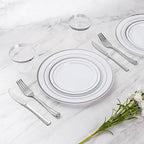 300 Pieces Silver Disposable Dinnerware Set for 50 Guests - Image 4